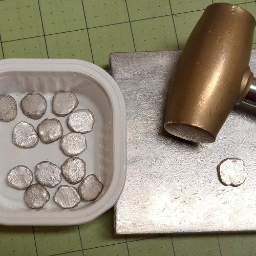 Judy Larson's Recycling Scrap Into Sheet Metal - Step 5, Metalwork, Stamping, Stamps, Butane Torch, Soldering, Solder, Place the nuggets one at a time